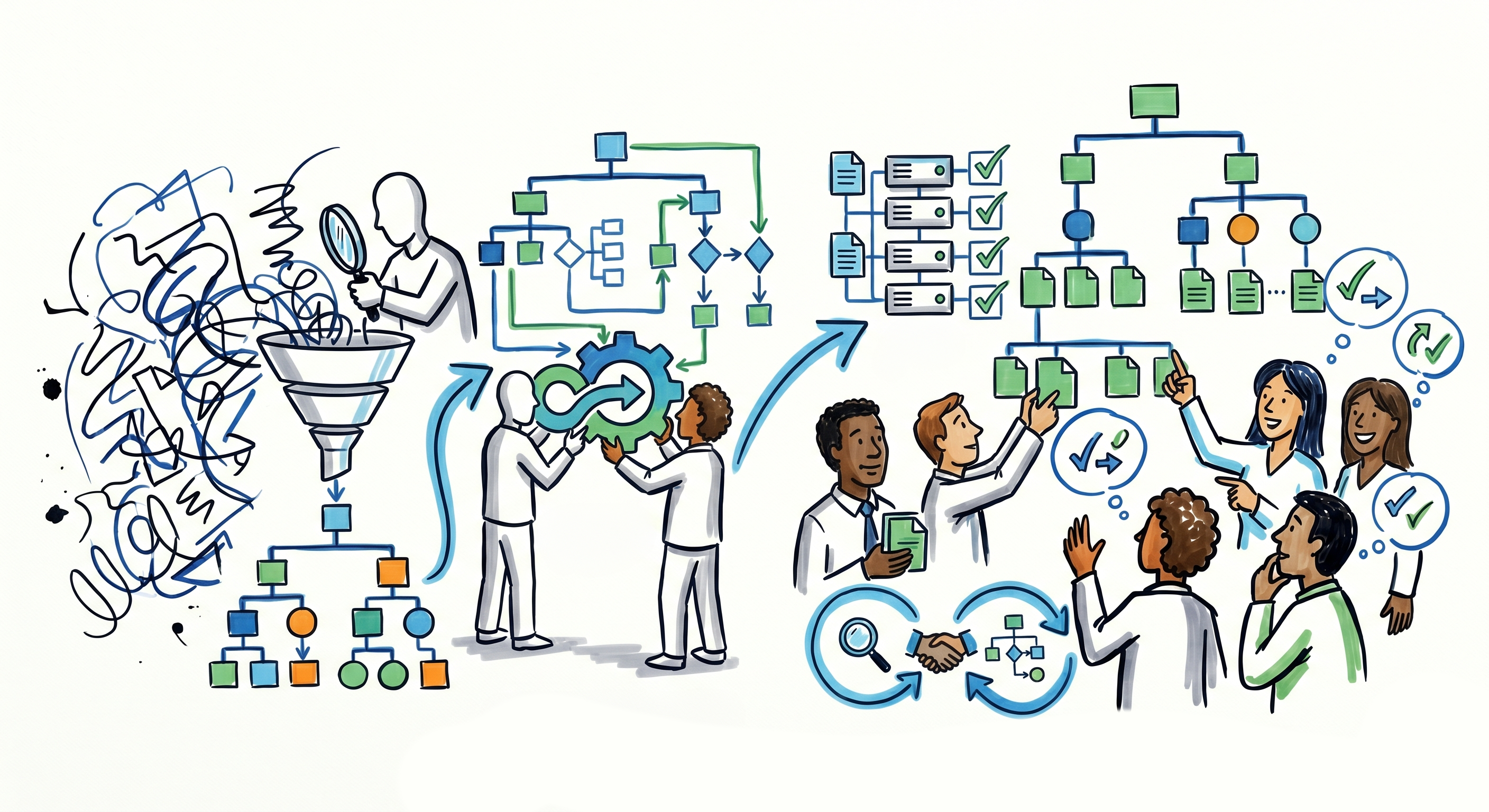 Illustration of a clearer enterprise structure and operating model emerging from fragmented information